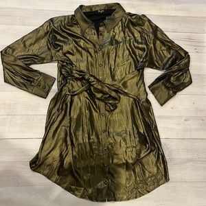 NWT Gold Shimmer Button Up Dress